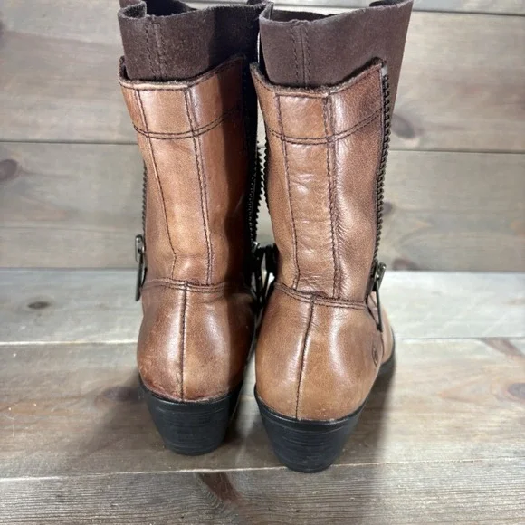 born mila womens size 6.5 shoes brown leather heel pull on comfort boots - Picture 4 of 10